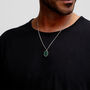 Men's Small Malachite Dog Tag Locket Silver, thumbnail 8 of 9