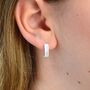 Sterling Silver Cz Sparkle Baguette Mini Hoop Earrings, thumbnail 3 of 8