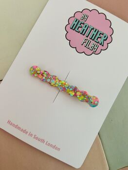 Pastel Pink, Yellow And Blue Thin Bubble Hair Clip / Y2 K Aesthetic Barrette / Colourful Resin Clip / Birthday Gift For Friend, 5 of 5