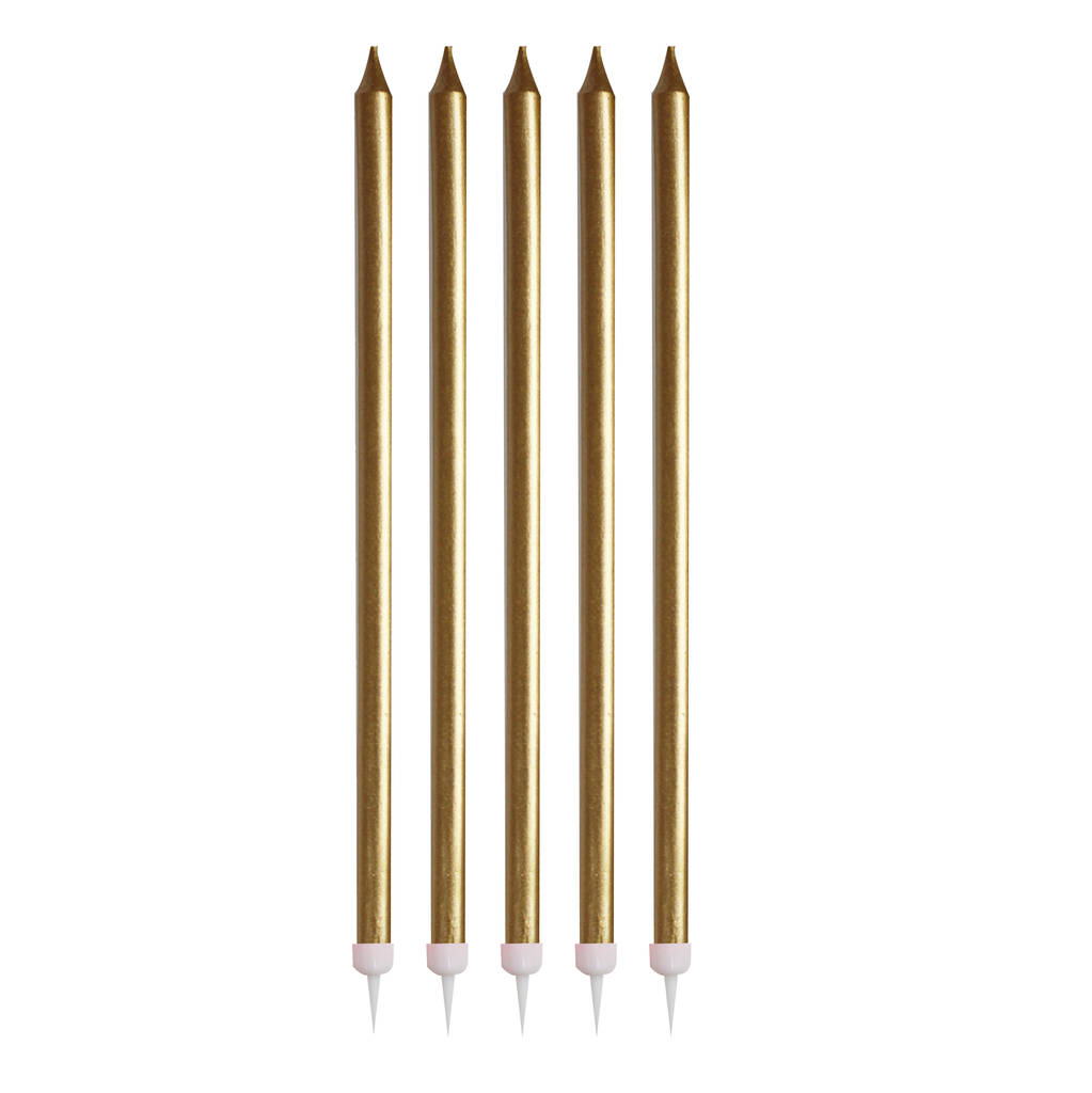 Gold Extra Tall Birthday Cake Candles By Ginger Ray