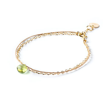 August Peridot Gold And Silk Birthstone Bracelet, 2 of 7