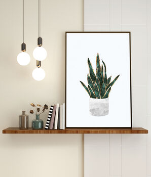 Snake Plant Gold Green Wall Art Print, 4 of 5