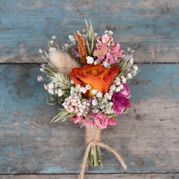 Wedding Dried Flower Buttonhole Sorbet Rose, 2 of 2
