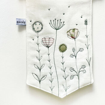 Wildflowers Embroidered Linen Banner, 2 of 2