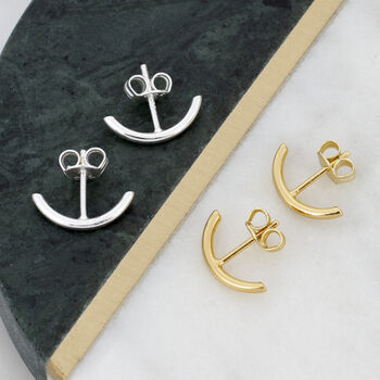 18ct Gold Plated Or Sterling Silver Curved Bar Earrings, 2 of 6