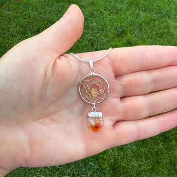 Silver Dream Catcher Necklace With Natural Citrine Crystals, 3 of 4