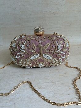 Peacock Oval Pink Clutch, 8 of 12