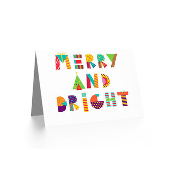 Patchwork Merry Bright Christmas Card, 2 of 4