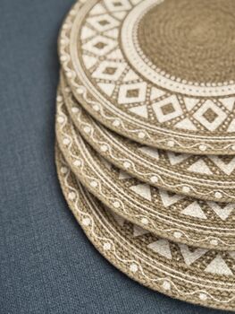 Round Placemats, Boho Print Cotton Coffee Table Mat, 4 of 12