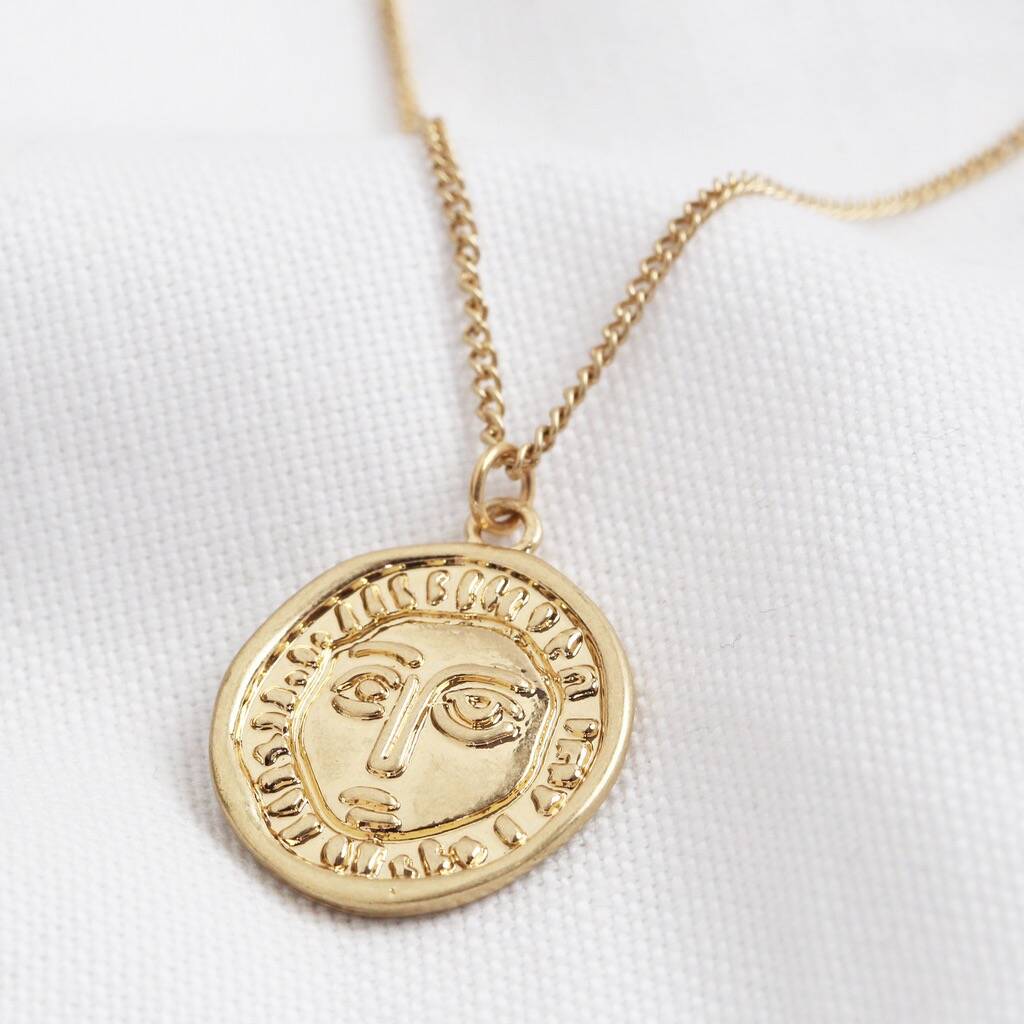 Sun Face Pendant Necklace In Gold By Lisa Angel | notonthehighstreet.com