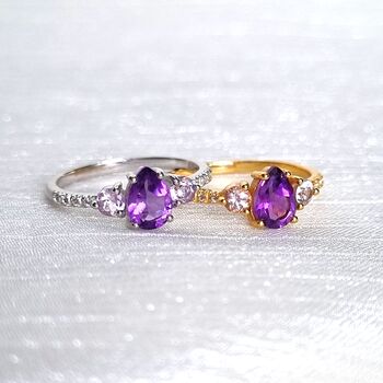 Amethyst And Lavender Amethyst Ring In Silver And Gold, 3 of 9