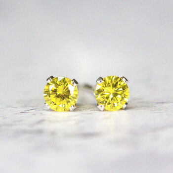 Yellow Crystal Stud Earrings In Gold Or Silver, 3 of 10