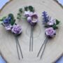 Lilac And Lavender Flower Hair Pins, thumbnail 2 of 3
