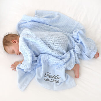 Personalised Blue Cellular Baby Blanket, 5 of 9