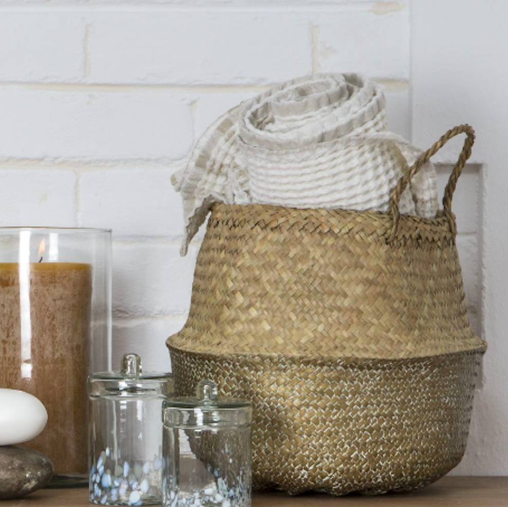 Hand Painted Gold Seagrass Basket By The Forest & Co