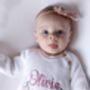 White Personalised Floral Embroidered Long Sleeve Romper, thumbnail 5 of 12