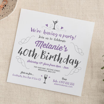 Personalised Birthday Party Cocktail Invitations, 2 of 4