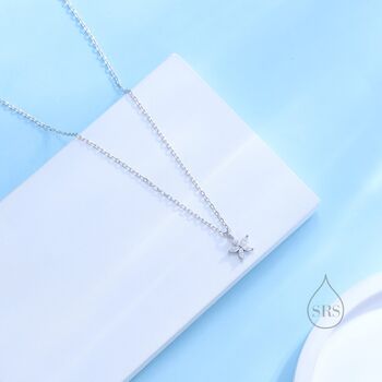 Tiny Cz Flower Necklace In Sterling Silver, 2 of 12