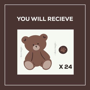 Sweet Fabric Teddy Bear Wall Stickers, 3 of 6