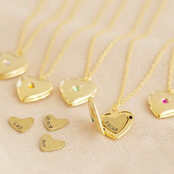 Personalised Birthstone Heart Locket In Gold Plating, 4 of 12