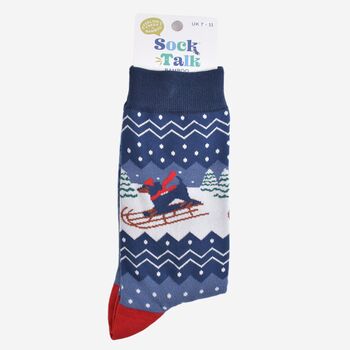 Men's Bamboo Socks Sausage Dog Sledge, 5 of 5