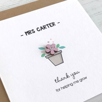 Personalised Flower Pot Teacher Card, 3 of 7