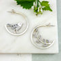 Mismatched Silver Hoop Studs With Bird And Leaves, thumbnail 1 of 5