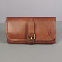 'Henson' Men's Roll Hanging Leather Wash Bag In Cognac, thumbnail 4 of 9