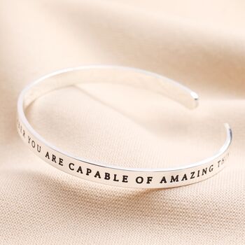 Rooting For You Meaningful Word Bangle In Silver, 3 of 4