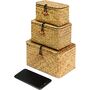 Set Of Three Small Seagrass Box Shelf Baskets With Lids, thumbnail 4 of 8