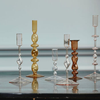 Pink Chiros Handmade Glass Candlesticks, 3 of 4