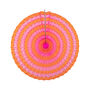 Striped Paper Fan Decoration 40cm, Orange And Pink, thumbnail 1 of 2