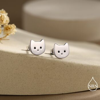 Cute Kitty Cat Stud Earrings, 3 of 11