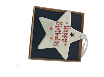 Ceramic Star Hanging Decoration – 'Happy Birthday' Gift, 8 of 8