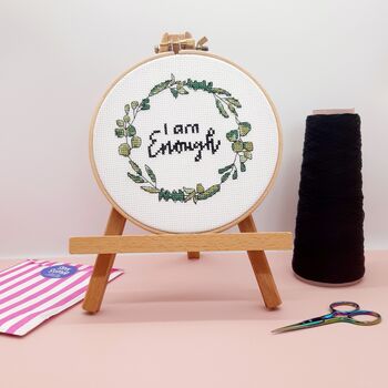 'I Am Enough' Cross Stitch Kit, 3 of 5
