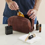 Personalised Leather Washbag With Round Tag, thumbnail 5 of 5