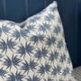 Ocean Blue Paper Leaf Linen Blend Cushion, thumbnail 3 of 3