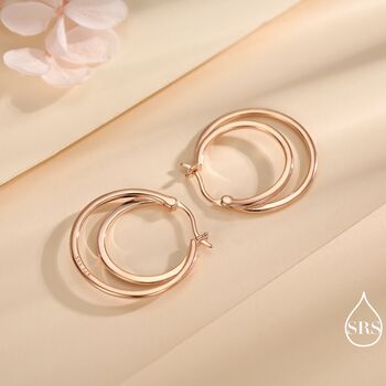 Single Piercing Double Large Hoop Earrings In Sterling Silver, 5 of 10