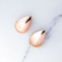 Domed Teardrop Rose Gold Plated Sterling Silver Stud Earrings, thumbnail 1 of 6