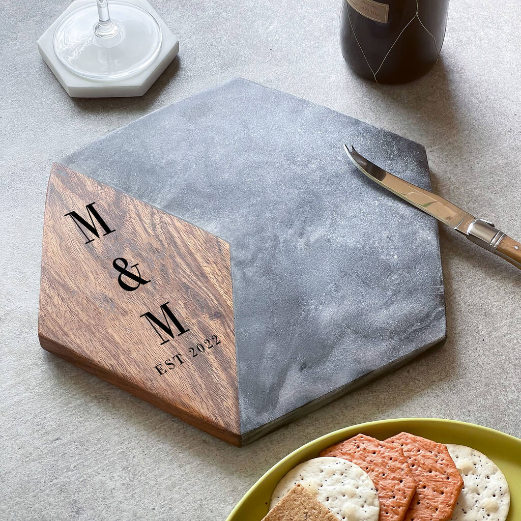 Personalised Hexagon Marble/Wood Platter, 1 of 3