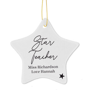 Personalised Teacher's Gift Ceramic Star Decoration, 2 of 4