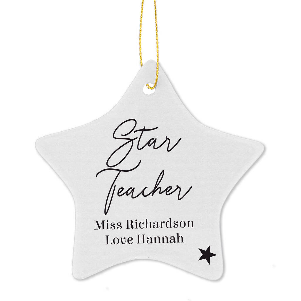 Personalised Teacher's Gift Ceramic Star Decoration By The Orchard