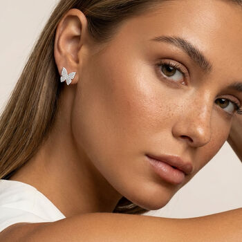 Women’s Butterfly Stud Earrings In 18k Gold Plated, 4 of 5