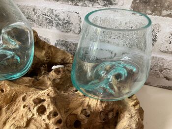 Triple Molten Glass Bowl On Teak Root, 6 of 10