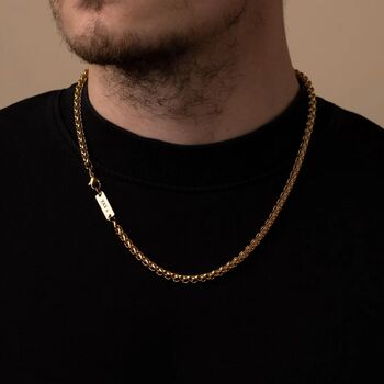 Engraved 5mm Gold Wheat Chain, 2 of 11
