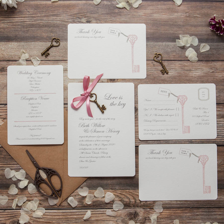 'Love Is The Key' DIY Wedding Invitation Pack, 1 of 10