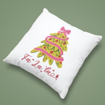 Fa La La Tree Christmas Cushion, 2 of 4