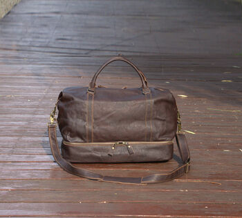 Leather Weekend Bag With Cloth Compartment, 3 of 11
