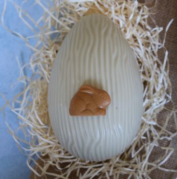 Organic White Chocolate Easter Egg With Blond Chocolate Easter Animal And Blond Buttons, 3 of 3