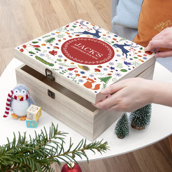 Personalised Festive Woodland Red Christmas Eve Box, 2 of 7